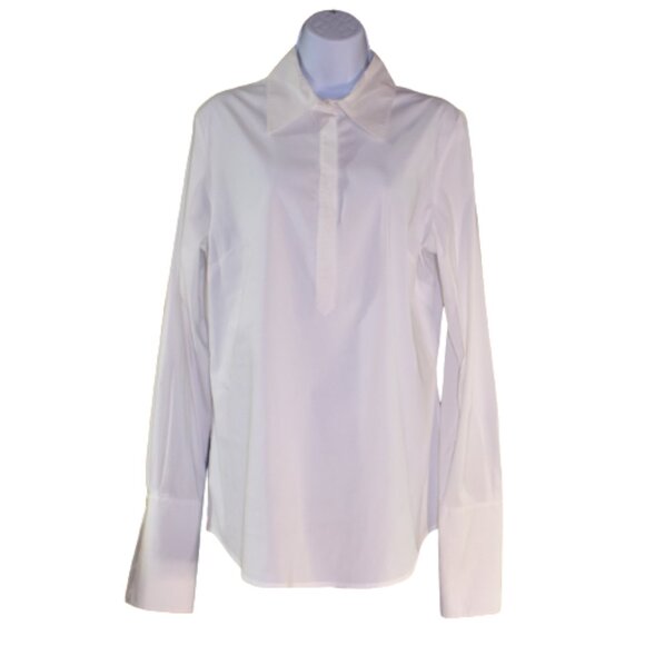 INC International Concepts White Button Up Blouse Size 12 Collared Dress Shirt - Picture 1 of 13